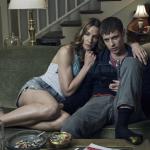 Kelly Lynch and Harry Treadaway in the Hartsfield living room on 'Mr. Mercedes'.